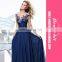 Elegant Transparent Lace Applique Backless Wedding Prom Long Evening Dress