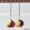 fashion colorful fluffy earrings pom pom earrings