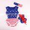 baby bodysuit kid clothes Stars and Stripe Patriotic Romper & HEADBAND & WALKING SHOES 3PC SET July 4th