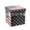 Customized printed PVC leather national flag ottoman foldable storage ottoman stool