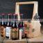 Rustic stain color 6 bottle solid wooden beer tote,wood bottle tote with opener