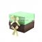 Luxury Custom High-grade Printed Bright Green Glossy Lamination Clothing Cardboard Coated Paper Gift Box With Ribbonn