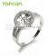 925 Sterling Silver Round Face Shiny Cubic Zirconia Ring Mountings Jewelry Findings & Components 9RM66