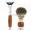 Feather Wood Handle Stainless Steel Safety Razor Set