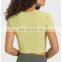2023 Spring New Short Sleeve Yoga Crop Top Ribbed Sports Gym Wear Outdoor Walking Training Fitness T Shirt For Women