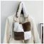 038New style Plush bag splicing elements Pearl strap shoulder straddle handbag for women