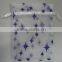 Print with blue snowflakes Organza present pouch with rope drawstring, nuts bags for packing party candy/festive gifts