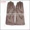 Popular simple style brown leather gloves for women