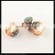LFD-0018R ~Natural Labradorite with Crystal Rhinestone Paved Wide Rings, Metal Rose Gold Plated Gemstone Finger Jewelry Ring