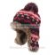 Promotion knitted women custom patch winter beanies hat with pom poms