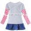 (H6075D) 2-6y nova kids garments long sleeves winter o-neck baby girls casual dress with jean skirts children's frocks