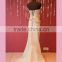 Off shoulder sweep train lace up bridesmaid dress