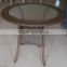 elegant design rattan wicker aluminum frame round glass coffee table YT47