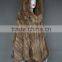 Genuine top quality poncho/ real rabbit & raccoon fur knitted women poncho with hood