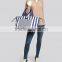 Designer strip cotton beach tote bag