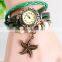 Wholesale Women Leather Vintage Retro Watch bracelet Five Star Charm Watches