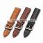 Wholesale high quality stainless steel buckle genuine leather watch strap,black/brown/yellow strap