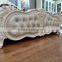 New french rococo style white bedroom furniture set wood high back full leather bed