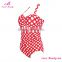 Wholesale Halter Padded Red Polka Dot Print One Piece Swimsuit Women
