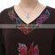 New arrival middle aged ladies V-neck half sleeve beaded flower printed blouse