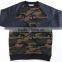 Custom Camo Crewneck Sweatshirt With Black Leather Sleeve Fashion Design Contrast Raglan Sweatshirt OEM