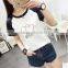 Short Sleeve T-shirt Girl 2017 Summer New Women's Clothing Collar Loose Half Sleeve
