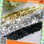 Sequin Beaded Elastic Stretch 3 Row Glitter Silver Lace Ribbon Trim