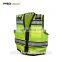 High visibility fluorescent yellow 100% polyester reflective safety vest with pockets