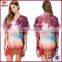 New printing design silk lady kaftan dress