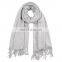 TOROS fashion winter acrylic scarf plain solid color wrinkle scarf with long tassel knit shawl scarf