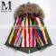 2017 High Quality Raccoon Fur Hood Parka Kids / Children Parka Multicolor Real Rabbit Fur Kids Fur Coat