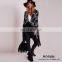 Autumn And Winter Knit Black/White Poncho With Long Tassel