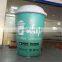 Eye Catching Custom Size Green and White Giant Inflatable Coffee Cup Balloon Advertising Model