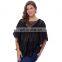 Hanna Nikole Women Plus Size Loose Semi See-Through Batwing Sleeve Lace Tops HN0020-1