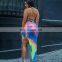 LAITE D2078 New Arrivals Best Sellers Women Tie Dye Casual Dresses Ladies Backless Sexy Dresses Women Summer Tie Dye Dresses