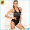 Sexy Black Custom Wholesale Zip Front Backless One-Piece Swimwear