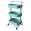 Movable Kitchen Trolley Foldable Metal Cart Multilayer Black Color Metal Iron