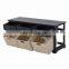 wooden frame Chic entryway spongio cushion shoes storage bench,ottoman with storage basket
