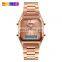 SKMEI 1220 Men's Fashion Casual Gold Quartz Watches LED Digital Dual Time Sport Watches Chronograph Waterproof Wristwatch
