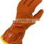 100% Waterproof Industrial Orange Sandy Finished PVC Fishing Gloves with Yellow Acrylic Thermal Liner