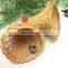Mini Decor Two Wicker Bell Ornaments with Jingle Bells Clappers and Red Ribbon Bow Tie