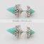 Double turquoise spike front to back stud earring