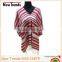 Fashion Red & White Stripes Woven Pashmina Winter Shawl With Fringes
