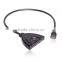 hdmi switch 3 port Pigtial with 30cm hdmi cable PET0301D