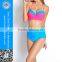 Domi Hot Pink High Waist Bathing Suit Sexy Push Up Sling Mature Women Bikini