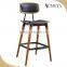 Commercial furniture steel frame bistro chair solid plywood seat and back wood legs bistro chair