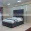 Modern Soft Grey Linen High Headboard Bed Frame for Bedroom