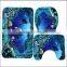 3pcs Blue Ocean Bath Rugs Set / Toilet Seat Cover Carpet / Bathroom Mat