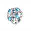 2016 Elegant hollow out light royal blue zircon jewelry set with flower pendant ear studs and ring