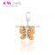 S259 Globalwin Purple And Orange Enamel 925 Europen Butterfly Charm Brand Crystal Paved Charm